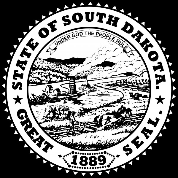 South Dakota Great Seal Black and White by Fun With Flags